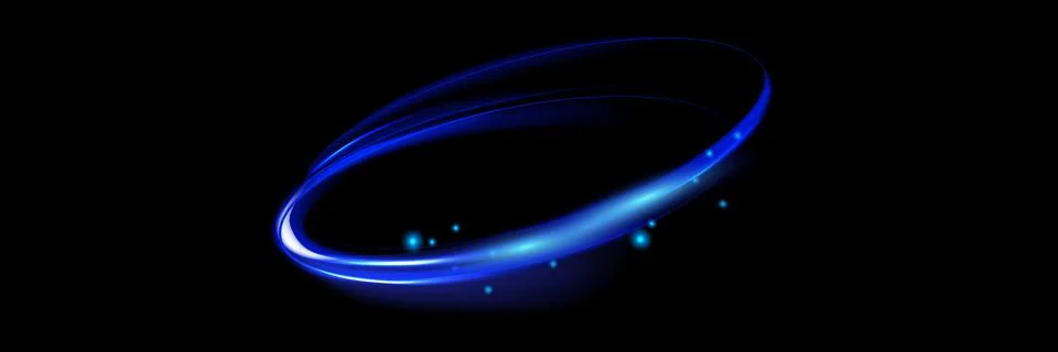 Neon Eclipse Glowing Blue Rings. Celestial Blue. Neon Circle Glow. Blue Neo.. Ilustración de archivo