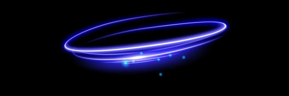 Neon Eclipse Glowing Blue Rings. Celestial Blue. Neon Circle Glow. Blue Neon Ilustración de archivo