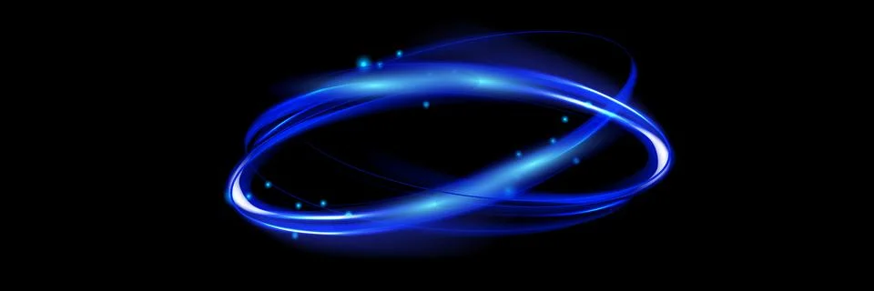 Neon Eclipse Glowing Blue Rings. Celestial Blue. Neon Circle Glow. Blue Neon Ilustración de archivo