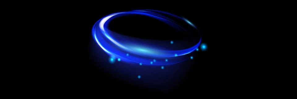 Neon Eclipse Glowing Blue Rings. Celestial Blue. Neon Circle Glow. Blue Neon Stock Illustration