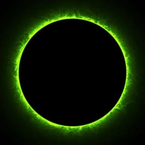 Neon eclipse moon circle portal ring Loop animation on black background. Neon ci Stock Footage 318782504