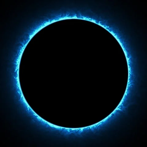 Neon eclipse moon circle portal ring Loop animation on black background. Neon ci Stock Footage 318782511