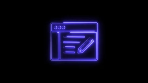 Neon edit icon animation on black background for website content creation c.. Stock Footage 314542203