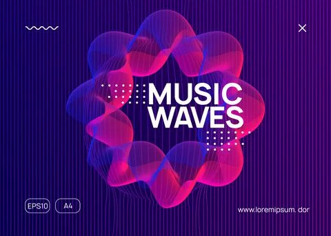 Neon edm flyer. Electro trance music. Techno dj party. Electroni Stock Illustration