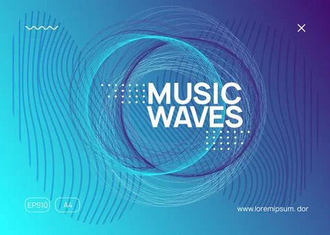 Neon edm flyer. Electro trance music. Techno dj party. Electroni Stock Illustration