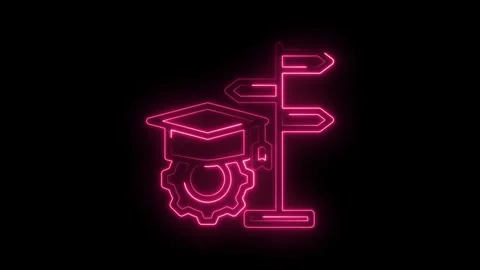 Neon education path decisions graduation cap career direction options career Stock Footage 330784830