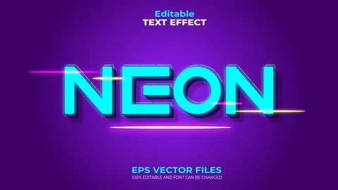 Neon Effect EPS Editable Text Effect and font can be changed 스톡 일러스트