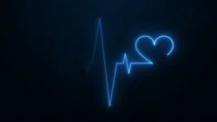 Neon Heartbeat on Black Isolated Background Stock Video - Video of beat,  monitor: 180104501