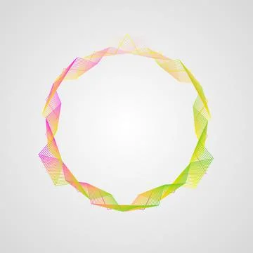 Neon effect. wavy bright gradient circle frame. Stylized Guilloche Element Illustrazione stock