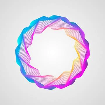 Neon effect. wavy bright gradient frame. Stylized Guilloche Element Stock Illustration