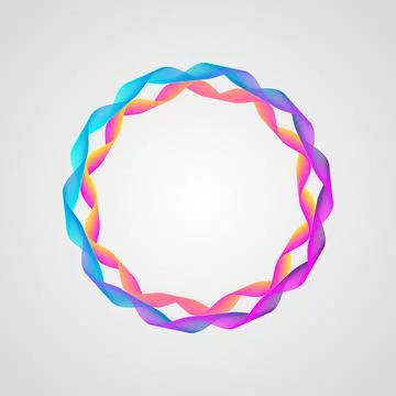 Neon effect. wavy bright gradient circle frame. Stylized Guilloche Element Stock Illustration
