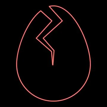 Neon egg with cracked eggshell damaged red color vector illustration image .. Stock Illustration