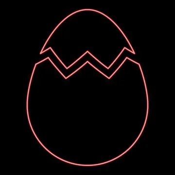 Neon egg with cracked eggshell damaged red color vector illustration image .. イラスト素材