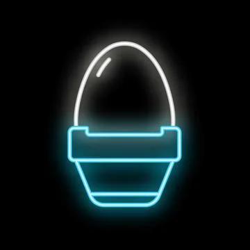Neon egg cup glowing on black background Illustrazione stock