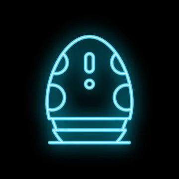 Neon egg shape warning sign on a brick wall background Stock Illustration