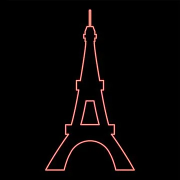 Neon eiffel tower red color vector illustration flat style image Stock Illustration