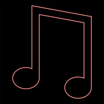 Neon eighth notes icon black color vector illustration flat style image red.. Stock Illustration