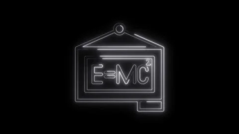 Neon einsteins theory of relativity black board glowing animation video con.. Stock Footage 314539318