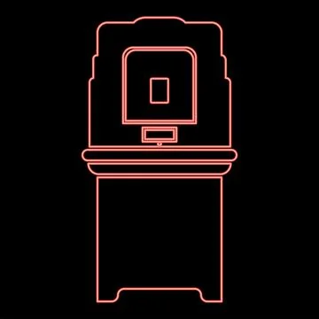 Neon electoral voting machine Electronic EVM Election equipment VVPAT red c.. Illustrazione stock