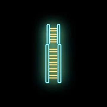 Neon electric ladder illuminating progress and career path Stock Illustration