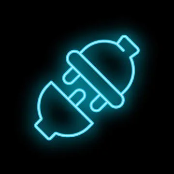 Neon electric plug connecting to socket on black background イラスト素材