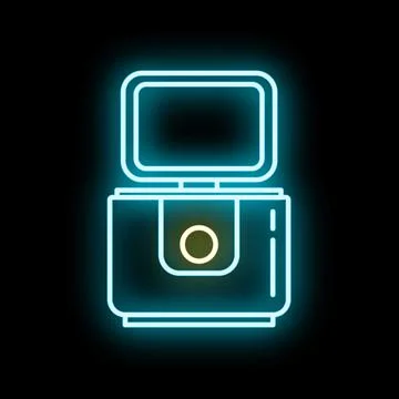 Neon electronic device icon with glowing blue light Stock Illustration