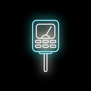 Neon electronic measuring device icon showing level Illustrazione stock
