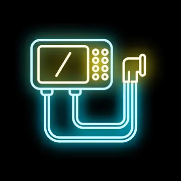 Neon electronic test equipment glowing on black background Stock Illustration