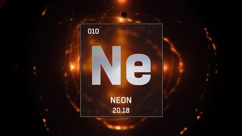 Neon as Element 10 of the Periodic Table 3D animation on orange background Vidéo 119202817