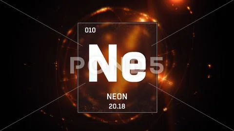 Neon as Element 10 of the Periodic Table 3D animation on blue ...