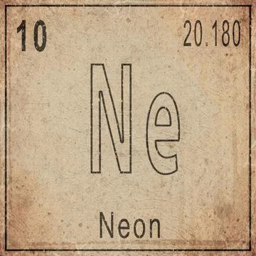 Neon Element Card from Periodic Table on Vintage Old Paper Illustrazione stock