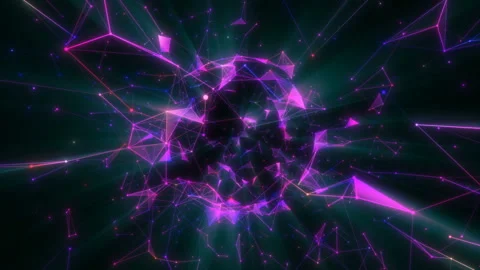 Neon elements fly in black space forming a sphere. Seamless loop. Stock Footage 122599953