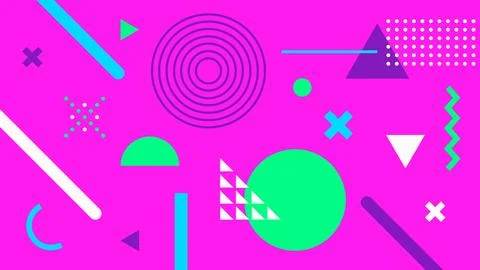 Neon Elements on Pink Background Stock Illustration