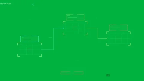 Neon elements popping HUD flow forming nodes linking arrows showing flow on Stock Footage 335780830