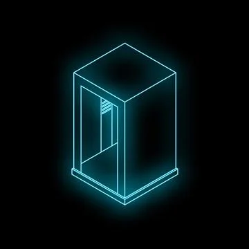 Neon elevator glowing in the dark background Stock Illustration