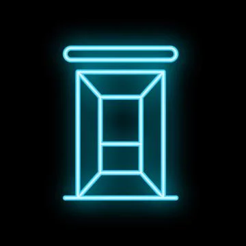 Neon elevator icon glowing on a black background Ilustración de archivo