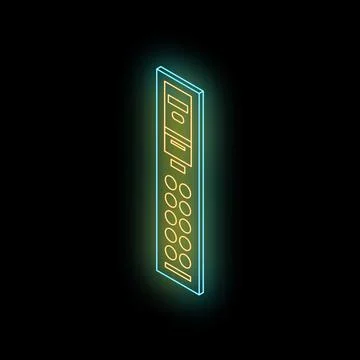 Neon elevator icon is shining on a black background Stock Illustration