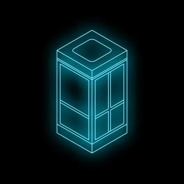 Neon elevator isometric illustration on black background 스톡 일러스트