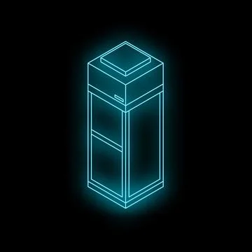 Neon elevator shaft glowing on black background Stock Illustration