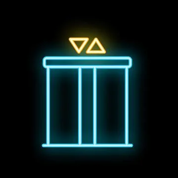 Neon elevator sign showing up and down arrows on black background Ilustración de archivo