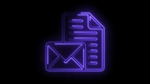 Neon email and document outline glow animation for business and communication 스톡 동영상 322961604