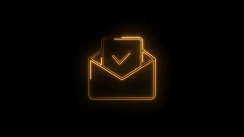 Neon email with checkmark animation on black background for digital communi.. Stock Footage 314536604