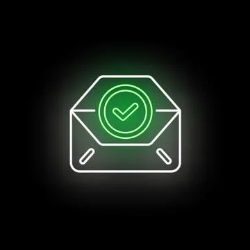 Neon email envelope receiving confirmed delivery message Stockillustratie