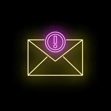 Neon email envelope receiving warning notification message Stock Illustration