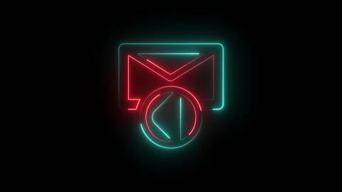 Neon email icon with a circular play button sign Stock-Footage 344629936