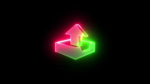 Neon email send icon green red color animation black background Stock Footage 265398487