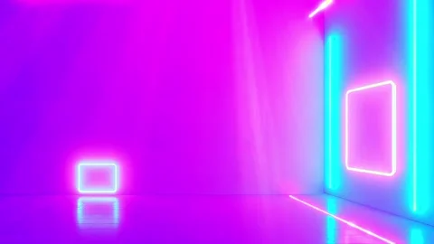 Neon Empty Stage: Abstract Background with Bright Lights Stock Footage 330320433