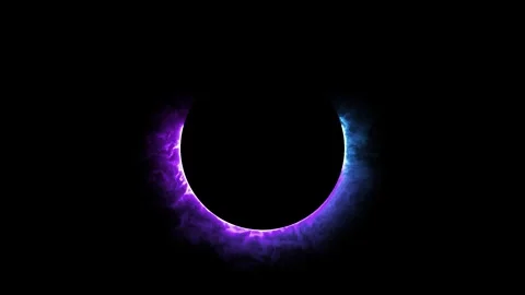 Neon energy circle frame with blue and purple glow on black background Stock Footage 337171384