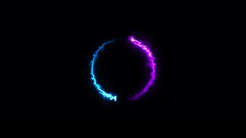 Neon Energy Circle Loop Blue Purple Electric Ring on Black Background Stock Footage 319559104