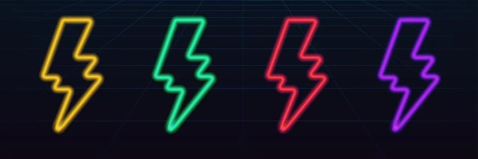 Neon Energy Flash and Dynamic Vector Icon Stock Illustration